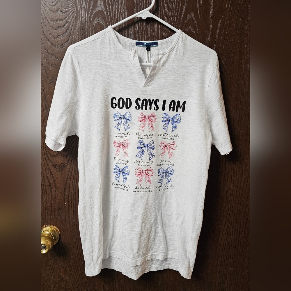 NWT Shore shirt "God Says I Am" $68